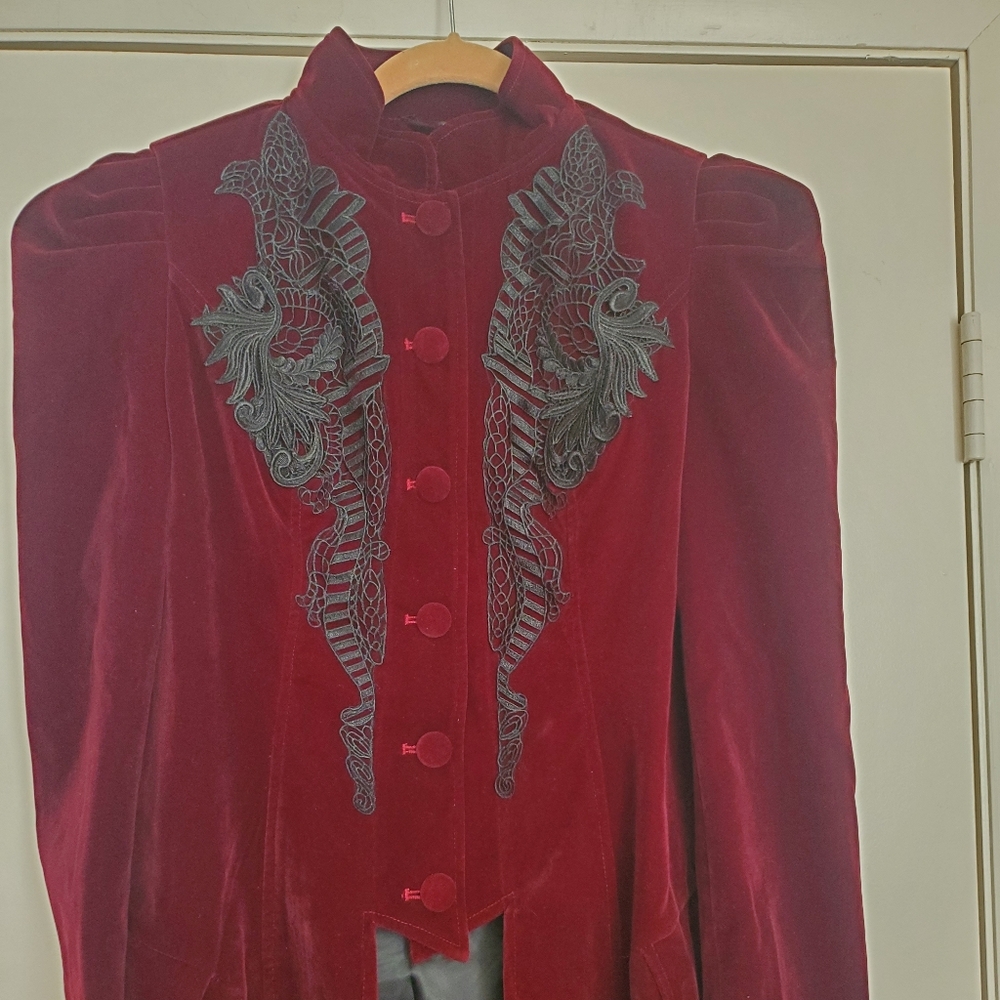 *NWT* PunkRave Elegant Burgundy Velvet Victorian Coat - Picture 3 of 16